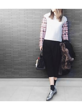 「ロングジャケット」｜「アイテム（スウェット）」を使った、Akane Nakayamaさん（レディース・169cm）の冬コーディネート