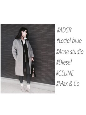 「adsr」｜「アイテム（ダウンジャケット/コート）」を使った、Akane Nakayamaさん（レディース・169cm）の冬コーディネート