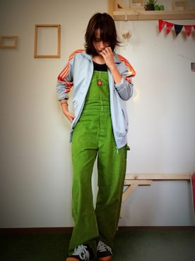 「おじさん」｜「アイテム（オールインワン・サロペット）」を使った、タカノンさん（レディース・170cm）の秋コーディネート