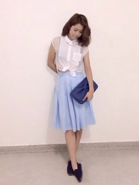 「Supreme.La.La.（シュープリームララ）のアイテム（クラッチバッグ）」を使った、Harei Arakawaさん（レディース・168cm）の夏コーディネート
