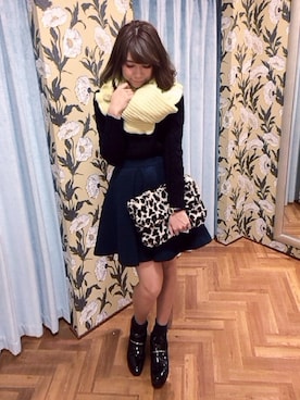 「Supreme.La.La.（シュープリームララ）のアイテム（クラッチバッグ）」を使った、Harei Arakawaさん（レディース・168cm）の秋コーディネート