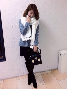 「Supreme.La.La.（シュープリームララ）のアイテム（ブーツ）」を使った、Harei Arakawaさん（レディース・168cm）の秋コーディネート