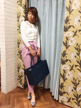 「Supreme.La.La.（シュープリームララ）のアイテム（トートバッグ）」を使った、Harei Arakawaさん（レディース・168cm）の冬コーディネート
