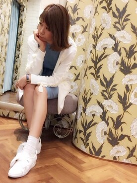 「Supreme.La.La.（シュープリームララ）のアイテム（カーディガン/ボレロ）」を使った、Harei Arakawaさん（レディース・168cm）の春コーディネート