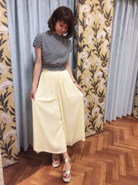 「Supreme.La.La.（シュープリームララ）のアイテム（Tシャツ/カットソー）」を使った、Harei Arakawaさん（レディース・168cm）の春コーディネート