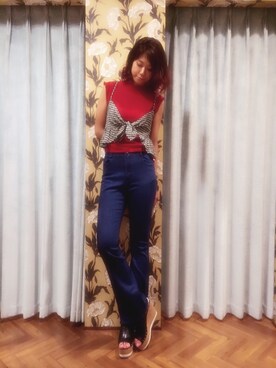 「Supreme.La.La.（シュープリームララ）のアイテム」を使った、Harei Arakawaさん（レディース・168cm）の夏コーディネート