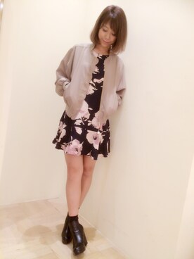 「Supreme.La.La.（シュープリームララ）のアイテム（ブルゾン）」を使った、Harei Arakawaさん（レディース・168cm）の秋コーディネート