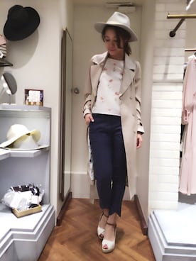 「スカラップ」｜「アイテム（その他アウター）」を使った、Harei Arakawaさん（レディース・168cm）の春コーディネート