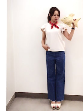 「Supreme.La.La.（シュープリームララ）のアイテム（Tシャツ/カットソー）」を使った、Harei Arakawaさん（レディース・168cm）の春コーディネート