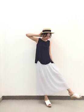 「Supreme.La.La.（シュープリームララ）のアイテム（チュニック）」を使った、Harei Arakawaさん（レディース・168cm）の春コーディネート