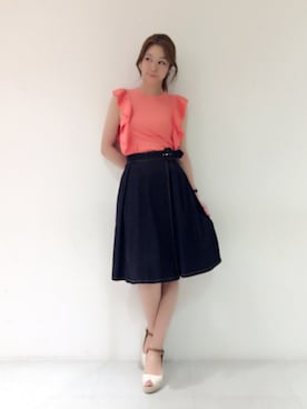 「Supreme.La.La.（シュープリームララ）のアイテム（ニット/セーター）」を使った、Harei Arakawaさん（レディース・168cm）の夏コーディネート