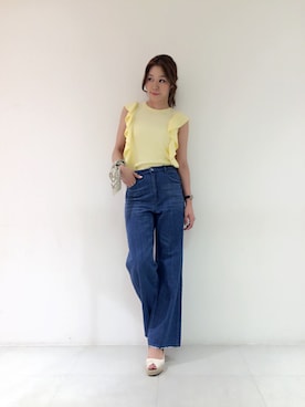 「Supreme.La.La.（シュープリームララ）のアイテム」を使った、Harei Arakawaさん（レディース・168cm）の夏コーディネート