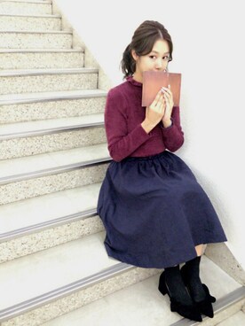 「Supreme.La.La.（シュープリームララ）のアイテム（パンプス）」を使った、Harei Arakawaさん（レディース・168cm）の秋コーディネート