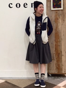 「クリスマス」｜「アイテム（マウンテンパーカー）」を使った、coen  あんどうさん（レディース・162cm）の秋コーディネート