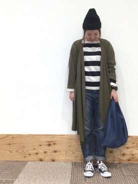 「coenスタッフスタイリング」｜「アイテム（ニットキャップ/ビーニー）」を使った、coen  あんどうさん（レディース・163cm）の秋コーディネート