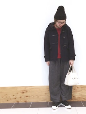 「coenスタッフスタイリング」｜「アイテム（ダッフルコート）」を使った、coen  あんどうさん（レディース・163cm）の秋コーディネート