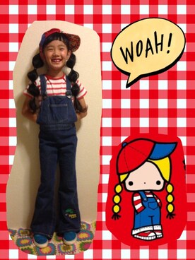 「70's」｜「アイテム（オールインワン・サロペット）」を使った、かりなさん（キッズ・120cm）の夏コーディネート