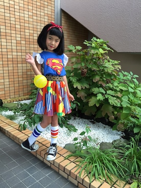 「One deux boo（ワンドゥーブー）のアイテム（スカート）」を使った、かりなさん（キッズ・120cm）の秋コーディネート