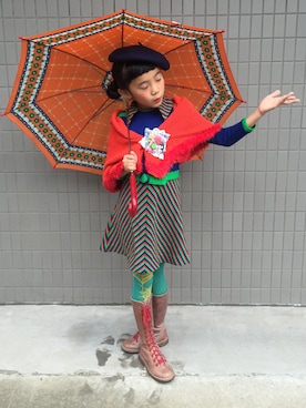 「ヴィンテージワンピース」｜「アイテム（ブーツ）」を使った、かりなさん（キッズ・123cm）の秋コーディネート