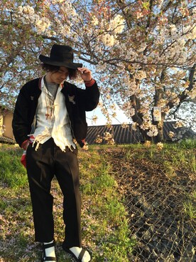 「KAPITAL（キャピタル）のアイテム（その他アウター）」を使った、kenji ikemotoさん（メンズ・169cm）の春コーディネート