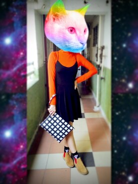 「MONKI（モンキ）のアイテム（ドレス）」を使った、athxxatsuさん（レディース・163cm）の秋コーディネート