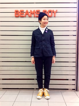 「SET UP」｜「アイテム（ニットキャップ/ビーニー）」を使った、tomoyosonodaさん（レディース・158cm）の春コーディネート