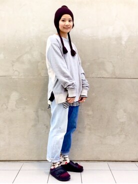 「SASQUATCHfabrix.（サスクワァッチファブリックス）のアイテム（スウェット）」を使った、tomoyosonodaさん（レディース・158cm）の秋コーディネート