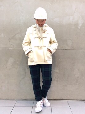 「BEAMS BOY（ビームスボーイ）のアイテム（ダッフルコート）」を使った、tomoyosonodaさん（レディース・158cm）の秋コーディネート