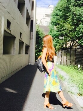 「大柄プリント」｜yunさん（レディース・163cm）の夏コーディネート