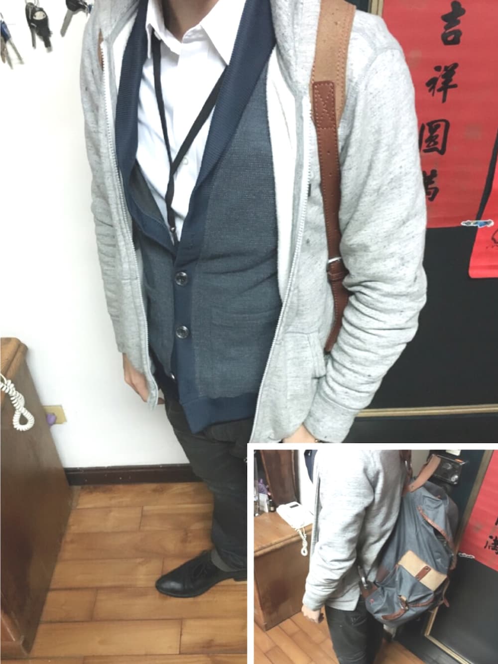 「G.loveのアイテム（ジャケット/アウター、ブルー系）」を使った、Nick Songさん（メンズ・171cm）の春コーディネートの1枚目の写真