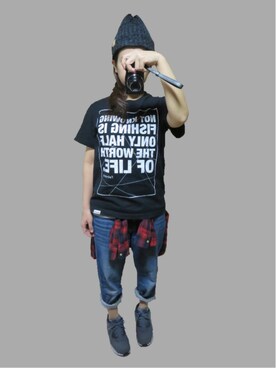 「ジーパンＴシャツ」｜⑅︎◡̈︎*Higaさん（レディース・148cm）の秋コーディネート
