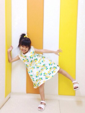 「レモン柄」｜「アイテム（その他）」を使った、Mutsumi さん（キッズ・110cm）の春コーディネート