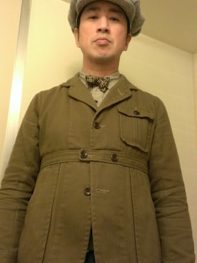 「Django Atour（ジャンゴアトゥール）のアイテム（テーラードジャケット）」を使った、高梨周三さん（メンズ・180cm）の春コーディネート