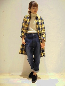 「リブタートルネック」｜「アイテム（ワンピース/ドレス）」を使った、kaoさん（レディース・153cm）の冬コーディネート