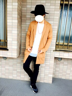 「HVC（エイチブイシー）のアイテム（チェスターコート）」を使った、たっくんさん（メンズ・175cm）の秋コーディネート