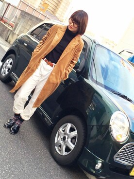 「w closet」｜「アイテム（チェスターコート）」を使った、keiko takuwaさん（レディース・161cm）の冬コーディネート
