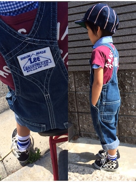 「LEE」｜「アイテム（つなぎ/オールインワン）」を使った、naoさん（キッズ・110cm）の春コーディネート