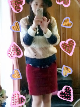「コクーンスカート」｜「アイテム（帽子）」を使った、simlyさん（レディース・170cm）の冬コーディネート