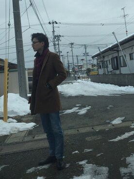 「NANO universe（ナノユニバース）のアイテム（その他トップス）」を使った、勝又 聡さん（メンズ・183cm）の冬コーディネート
