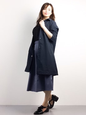 「GYMPHLEX（ジムフレックス）のアイテム（ステンカラーコート）」を使った、manami 16さん（レディース・163cm）の春コーディネート