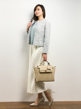 「M.deux（エムドゥ）のアイテム（ノーカラージャケット）」を使った、manami 16さん（レディース・163cm）の春コーディネート