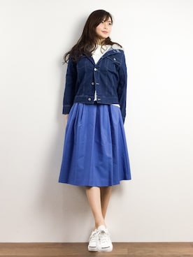 「RAY CASSIN（レイカズン）のアイテム（デニムジャケット）」を使った、manami 16さん（レディース・163cm）の春コーディネート