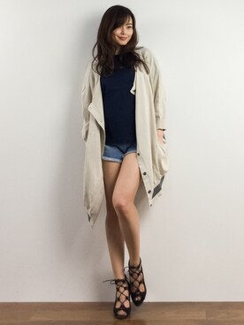「mercibeaucoup,（メルシーボークー）のアイテム（カーディガン/ボレロ）」を使った、manami 16さん（レディース・163cm）の春コーディネート