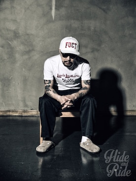 「FUCT」｜「アイテム（キャップ）」を使った、hideandrideさん（メンズ・170cm）の春コーディネート
