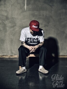 「FUCT」｜「アイテム（キャップ）」を使った、hideandrideさん（メンズ・169cm）の春コーディネート