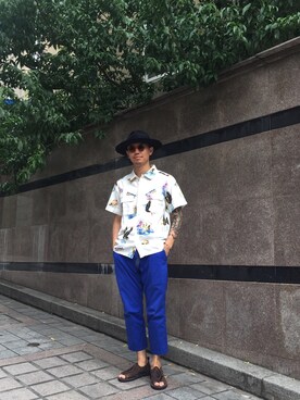 「ROUGH and RUGGED（ラフアンドラゲッド）のアイテム（トップス）」を使った、hideandrideさん（メンズ・178cm）の夏コーディネート