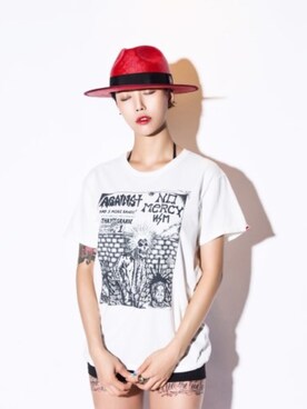 「ROUGH and RUGGED（ラフアンドラゲッド）のアイテム（帽子）」を使った、hideandrideさん（レディース・170cm）の夏コーディネート