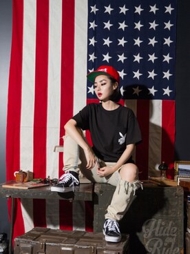 「FUCT」｜「アイテム（キャップ）」を使った、hideandrideさん（レディース・165cm）の夏コーディネート
