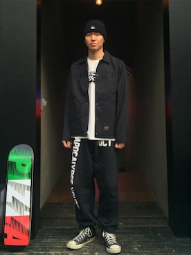 「fuct（ファクト）のアイテム（ジャケット/アウター）」を使った、hideandrideさん（メンズ・177cm）の秋コーディネート