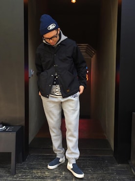 「fuct（ファクト）のアイテム（ジャケット/アウター）」を使った、hideandrideさん（メンズ・177cm）の冬コーディネート